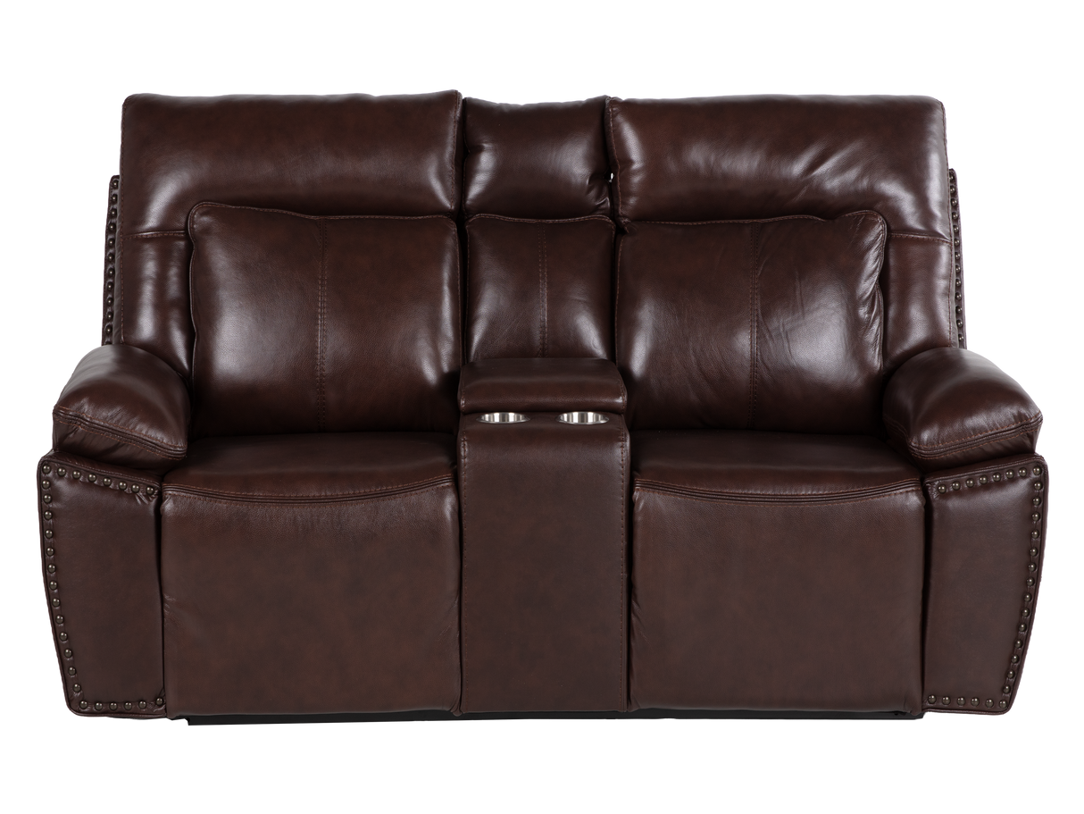 Dark Brown 3‑Piece Reclining Living Room Set with Top‑Grain Leather Seating