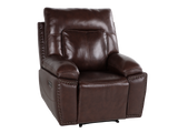 Dark Brown 3‑Piece Reclining Living Room Set with Top‑Grain Leather Seating