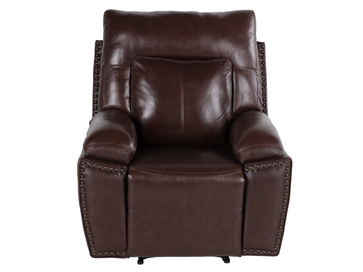 Dark Brown 3‑Piece Reclining Living Room Set with Top‑Grain Leather Seating