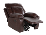 Dark Brown 3‑Piece Reclining Living Room Set with Top‑Grain Leather Seating