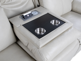 3-Piece Top Grain Leather Power Reclining Living Room Set with Console, Drop-Down Table, Cup Holders & USB (Cream)