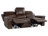 Chestnut Top Grain Leather Contemporary 3-Piece Dual Power Reclining Living Room Set with Console