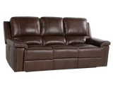 Chestnut Top Grain Leather Contemporary 3-Piece Dual Power Reclining Living Room Set with Console