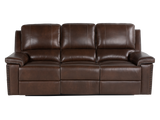 Chestnut Top Grain Leather Contemporary 3-Piece Dual Power Reclining Living Room Set with Console