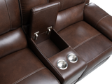 Chestnut Top Grain Leather Contemporary 3-Piece Dual Power Reclining Living Room Set with Console