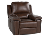 Chestnut Top Grain Leather Contemporary 3-Piece Dual Power Reclining Living Room Set with Console