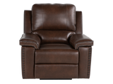 Chestnut Top Grain Leather Contemporary 3-Piece Dual Power Reclining Living Room Set with Console