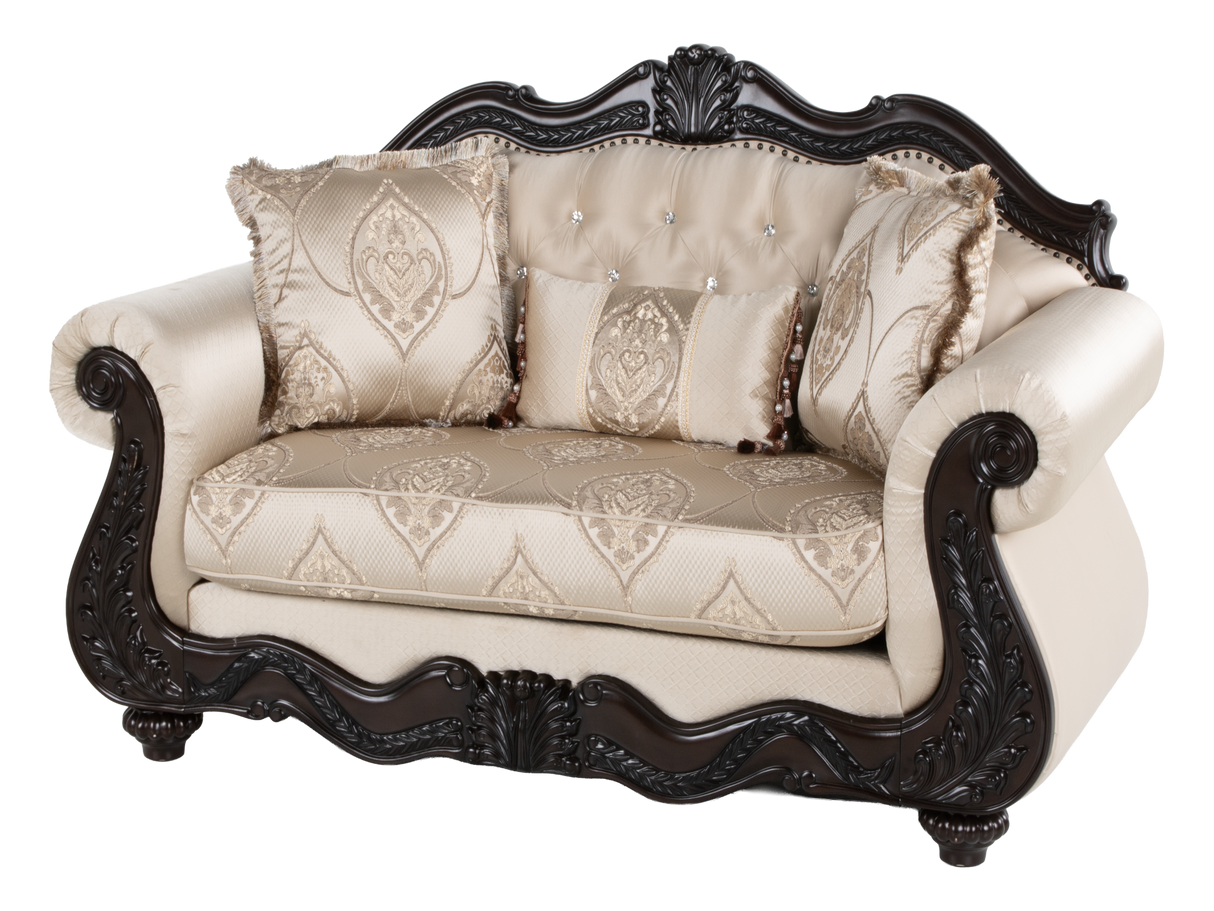 Beige Traditional 3-Piece Living Room Set with Sofa, Loveseat & Chair