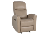Beige Top Grain Leather Power Recliner with USB Charging
