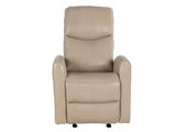 Beige Top Grain Leather Power Recliner with USB Charging
