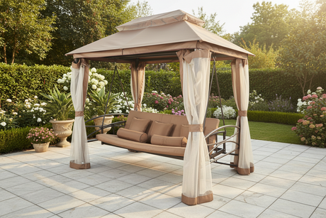 3 Piece Patio Swing Chair with Canopy