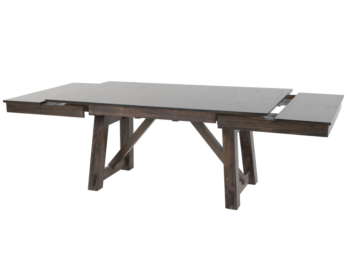 Rustic Trestle 6-Piece Dining Set with Extension Table, 4 Chairs & Bench – Dark Brown