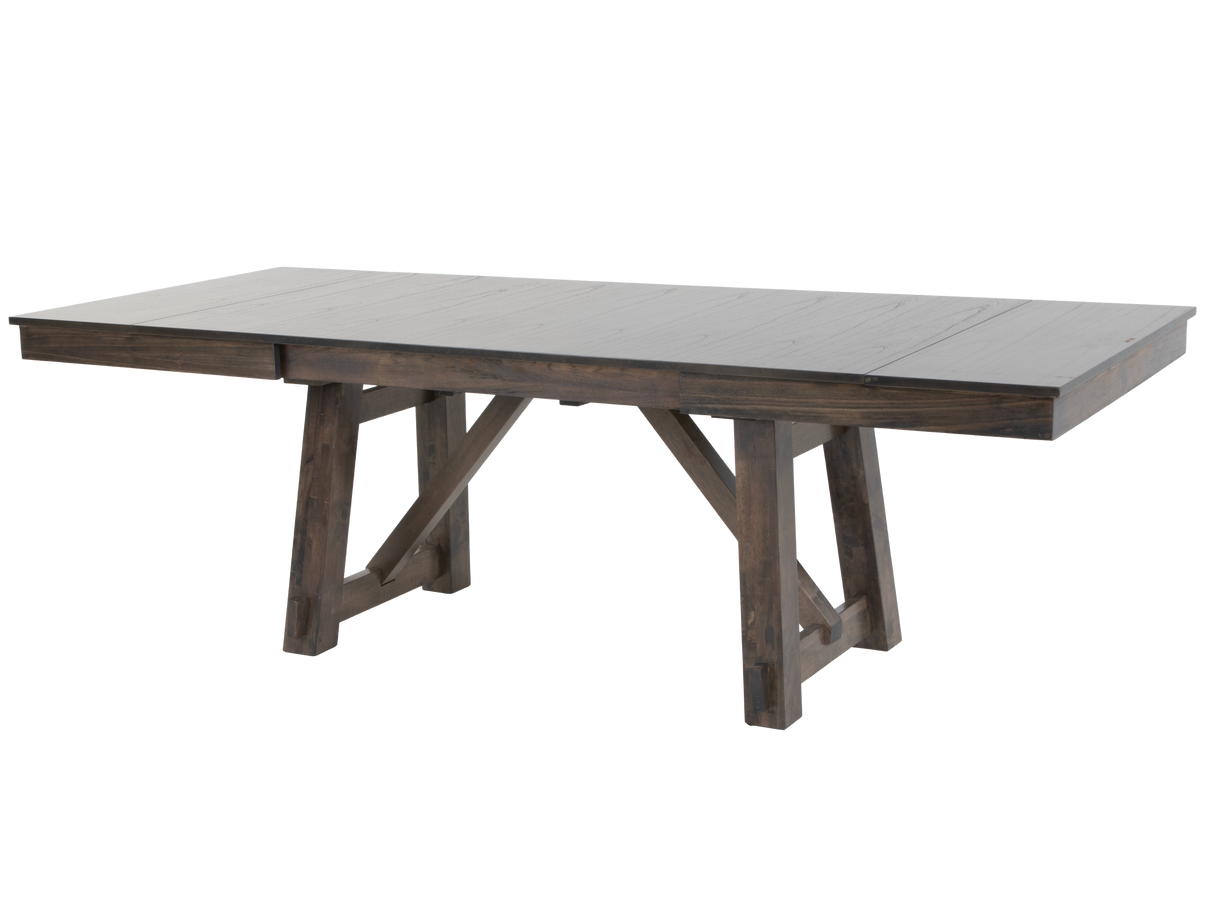 Rustic Trestle 6-Piece Dining Set with Extension Table, 4 Chairs & Bench – Dark Brown