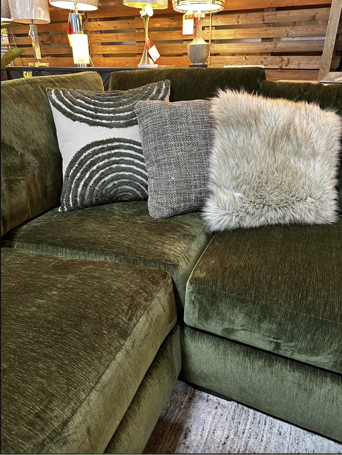 Corinthian Emerald Plush 2-Piece Sectional Sofa