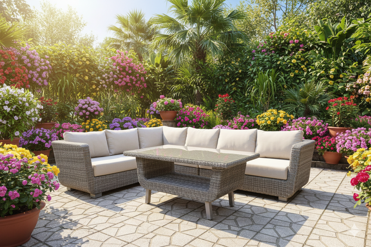 5-Piece Outdoor Wicker Sectional Patio Set with Coffee Table