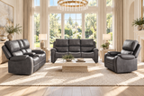 Contemporary Gray 3-Piece Power Reclining Living Room Set with Console & Cup Holders