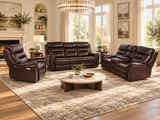Dark Brown 3-Piece Living Room Set with Power Reclining Sofa & Chair, Drop-Down Table & Console Loveseat