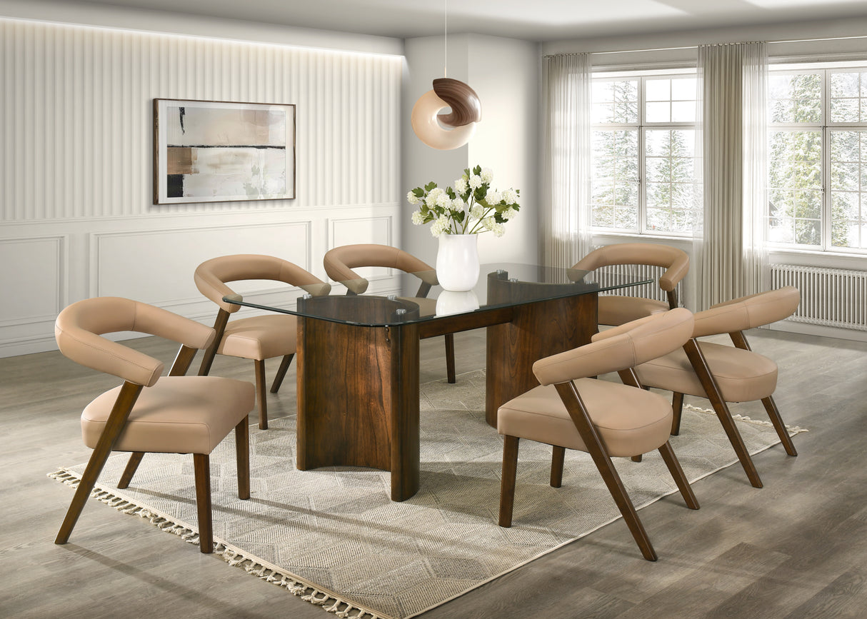 Vermont Clear Glass Top Cappuccino 7-Piece Dining Set