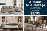 Beige 3-Room 12-Piece Furniture Bundle Package