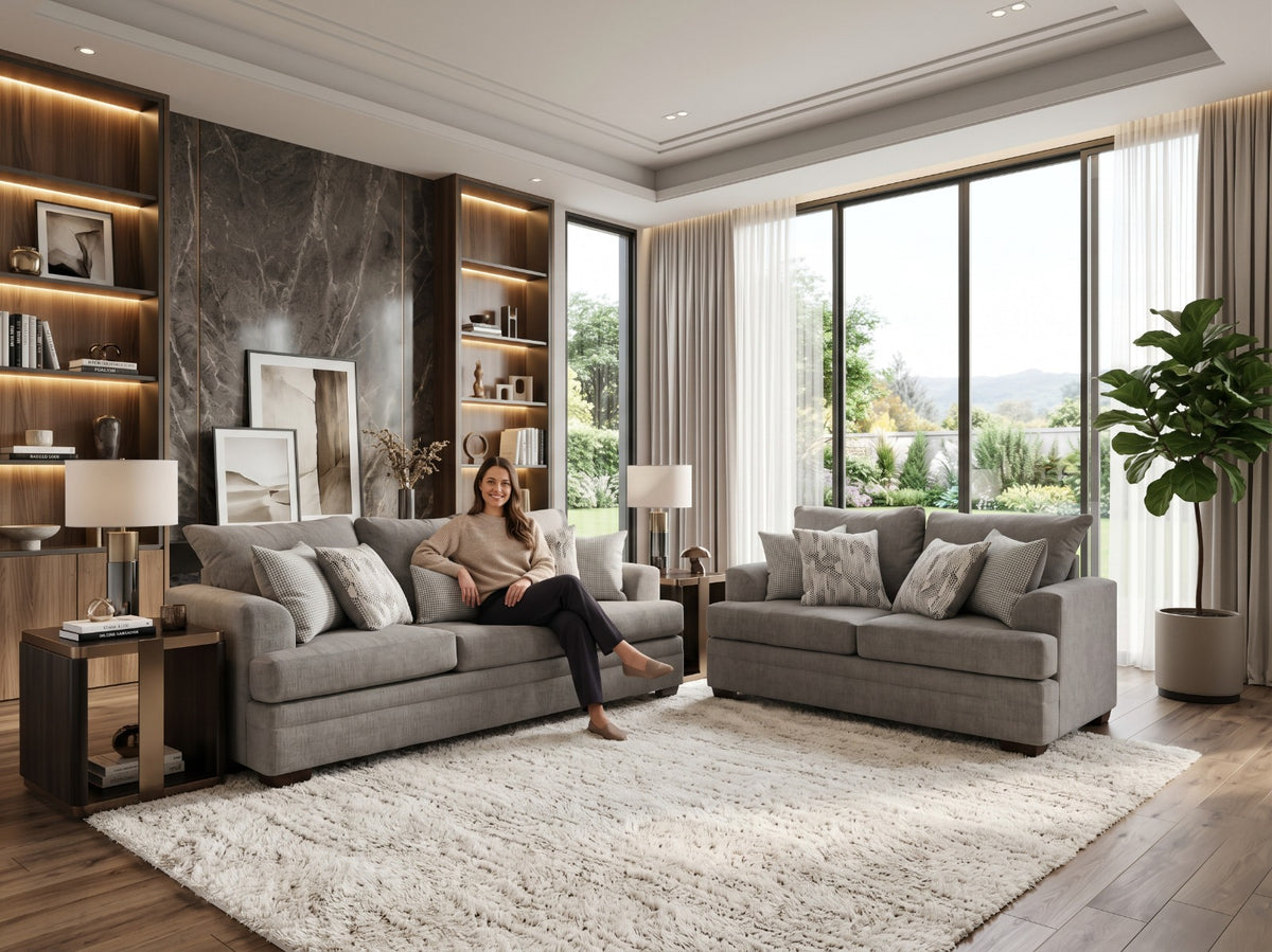 Hallmark Gray 2-Piece Chenille Sofa & Loveseat Set