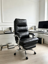 Sterling Black Reclining Executive Office Chair with Footrest & Chrome Base