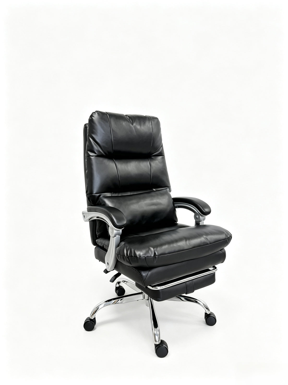 Sterling Black Reclining Executive Office Chair with Footrest & Chrome Base