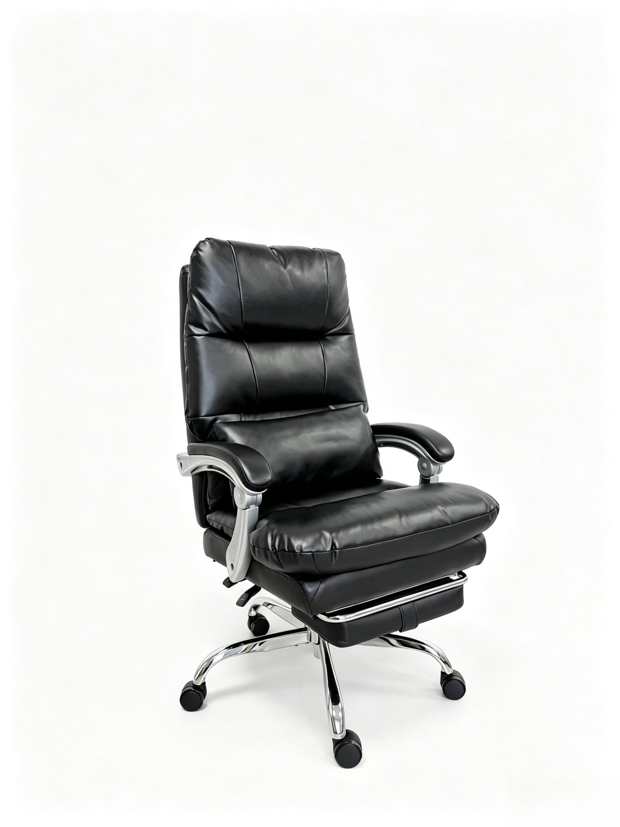 Sterling Black Reclining Executive Office Chair with Footrest & Chrome Base