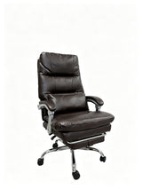 Sterling Brown Reclining Executive Office Chair with Footrest & Chrome Base
