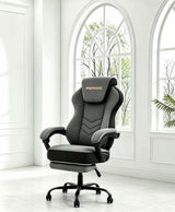 Dark Grey Racing-Style High-Back Office Chair with Padded Arms