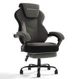 Dark Grey Racing-Style High-Back Office Chair with Padded Arms