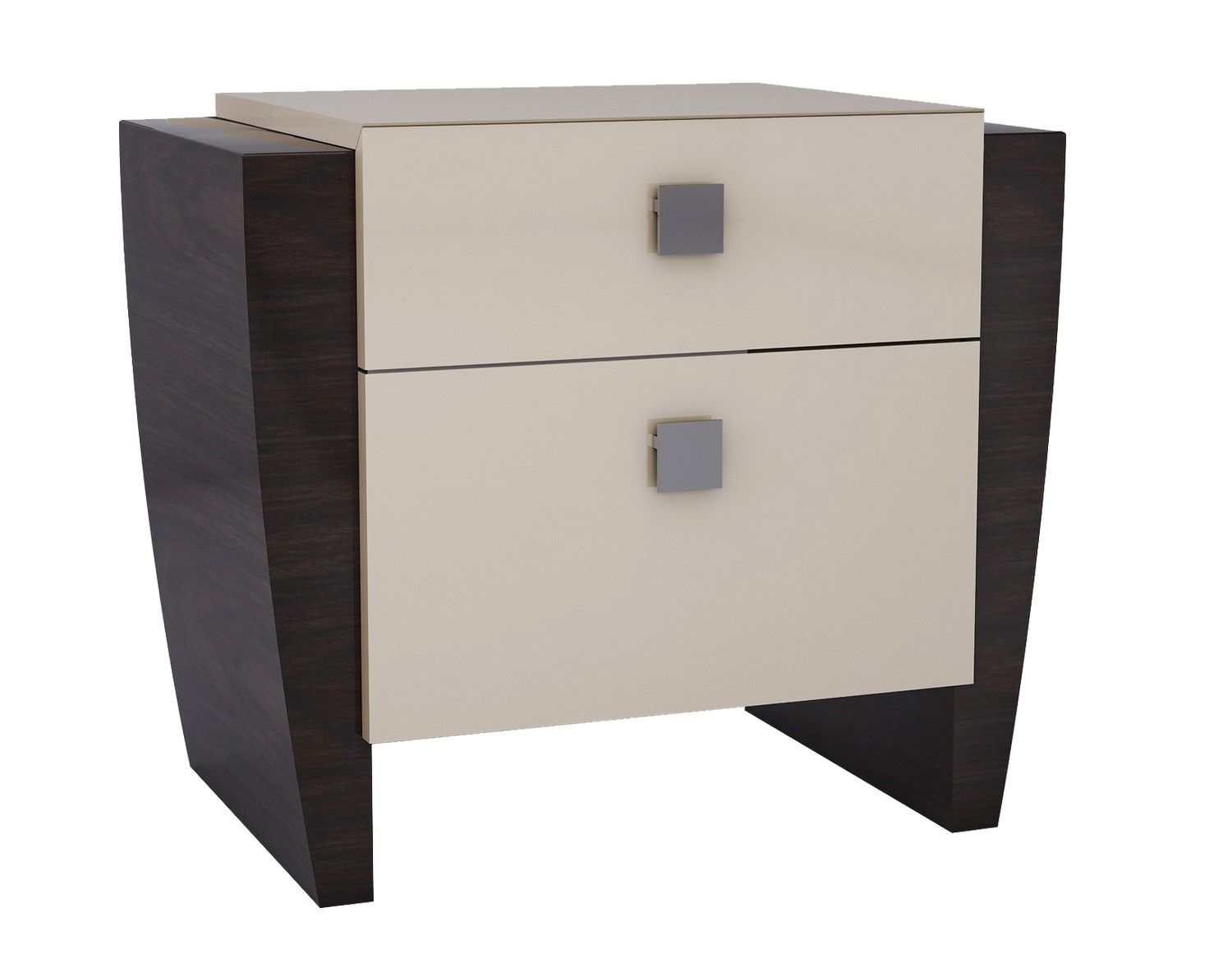 Refined High Gloss Nightstand - Beige