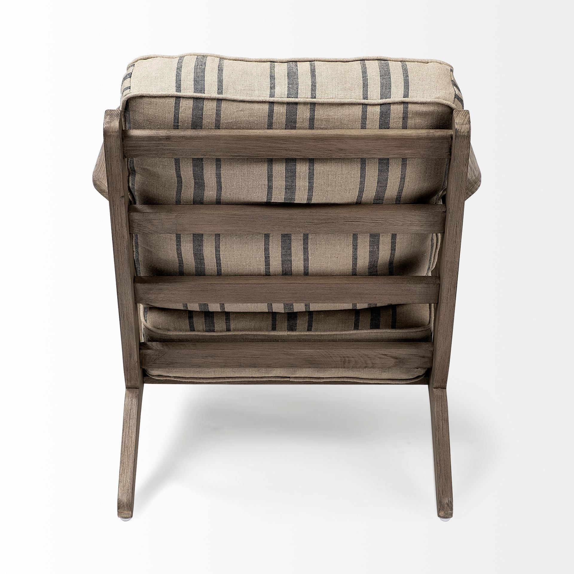 Striped Fabric Wrapped Accent Chair With Wooden Frame - Light Brown