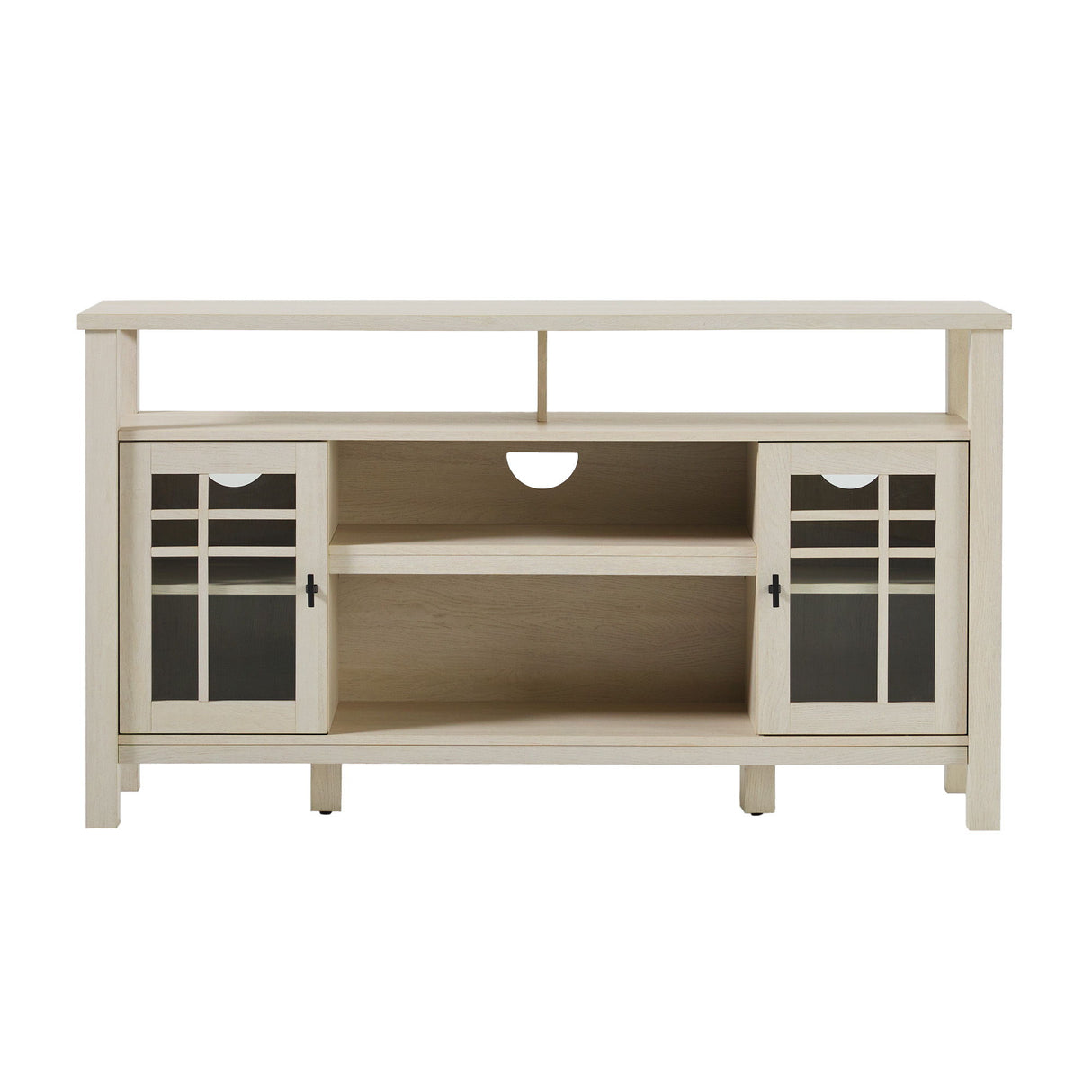 Transitional 2 Door Sideboard With Windowpane Design - Ivory Oak by Walker Edison | Bel Furniture