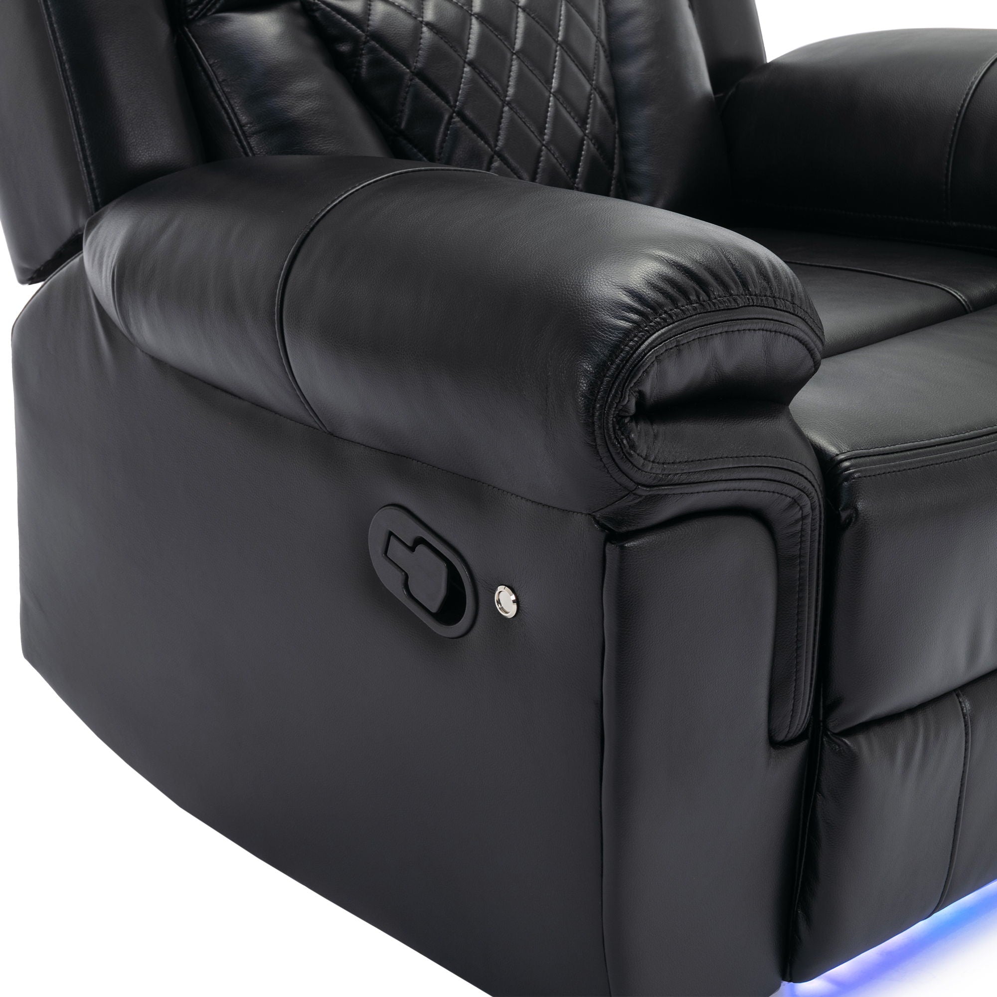 Home Theater Seating Manual Recliner Chair, Led Light Strip For Living Room - Black