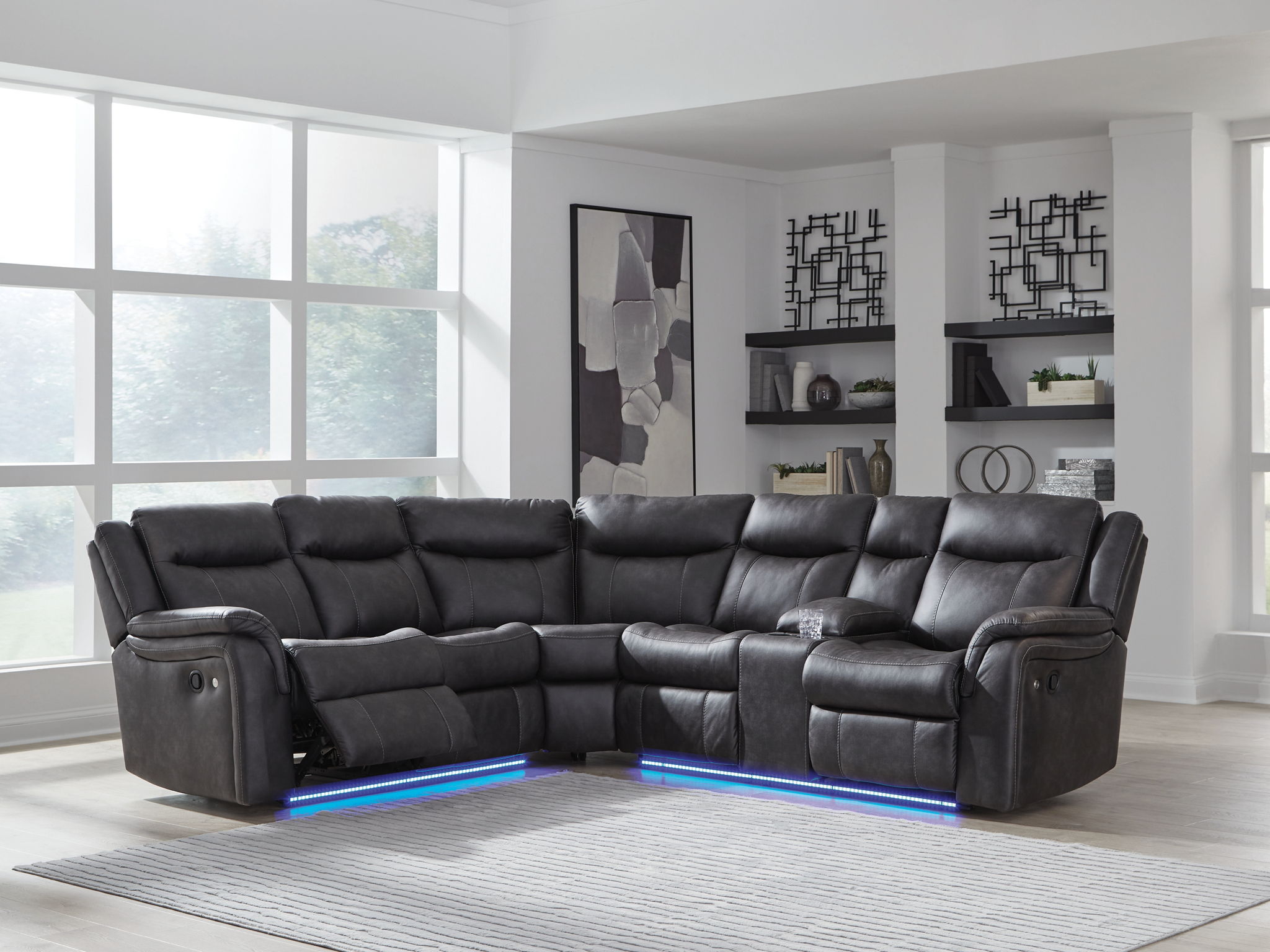 Sultan Meadow - 2-Piece Reclining Sectional - Carbon | BEL Furniture