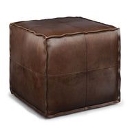 Brody - Versatile Square Pouf Dark Brown by Simpli-Home | Bel Furniture
