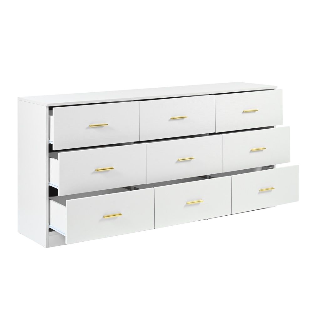 Modern White 6 Drawer Dresser For Bedroom, Ample Storage Wide Chest Of Drawers, Sturdy & Safe