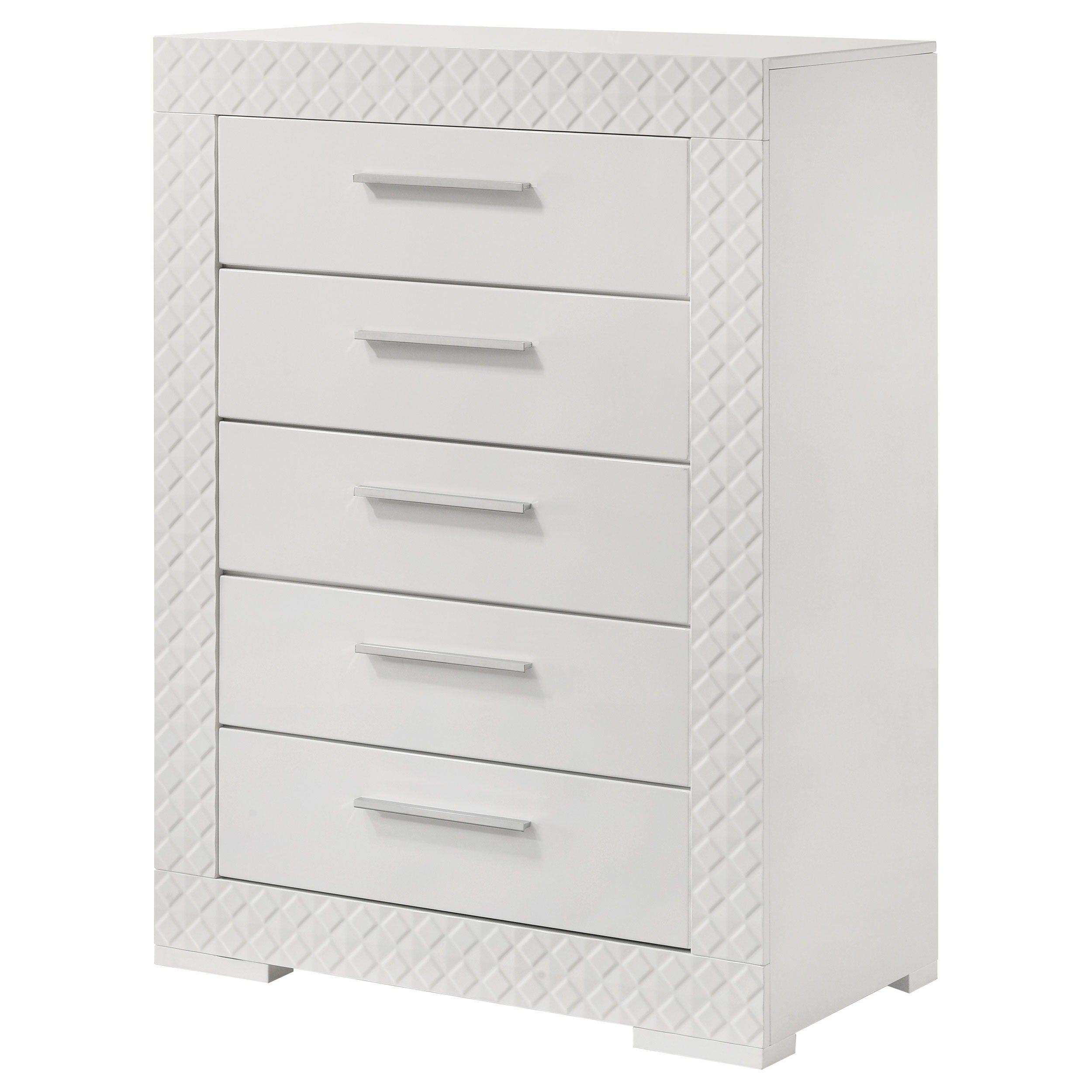 Ives - 5-Drawer Bedroom Chest Of Drawers - White High Gloss