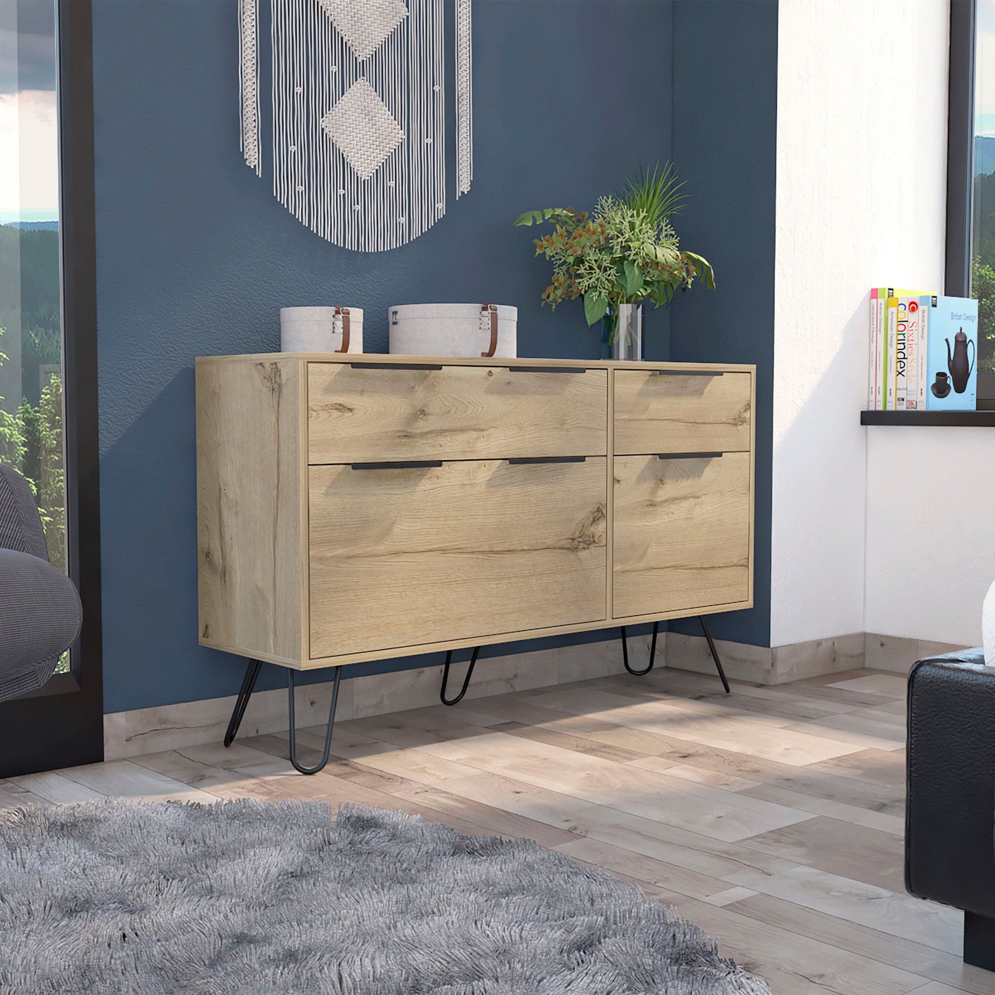 Four Drawer Double Dresser - Brown / Black