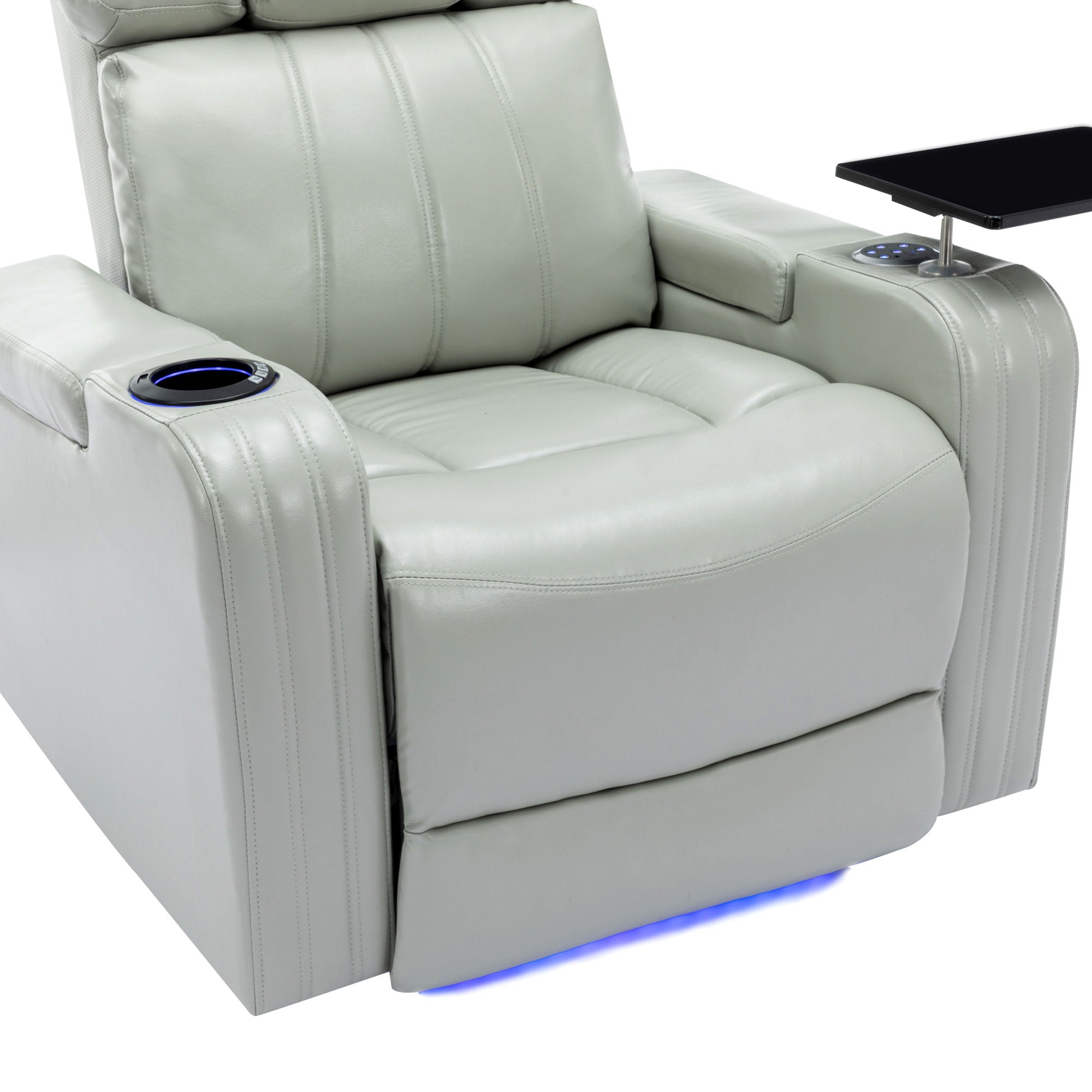 Power Recliner Individual Seat Home Theater Recliner With Cooling Cup Holder - Bluetooth Speaker, Led Lights, USB Ports, Tray Table, Arm Storage For Living Room