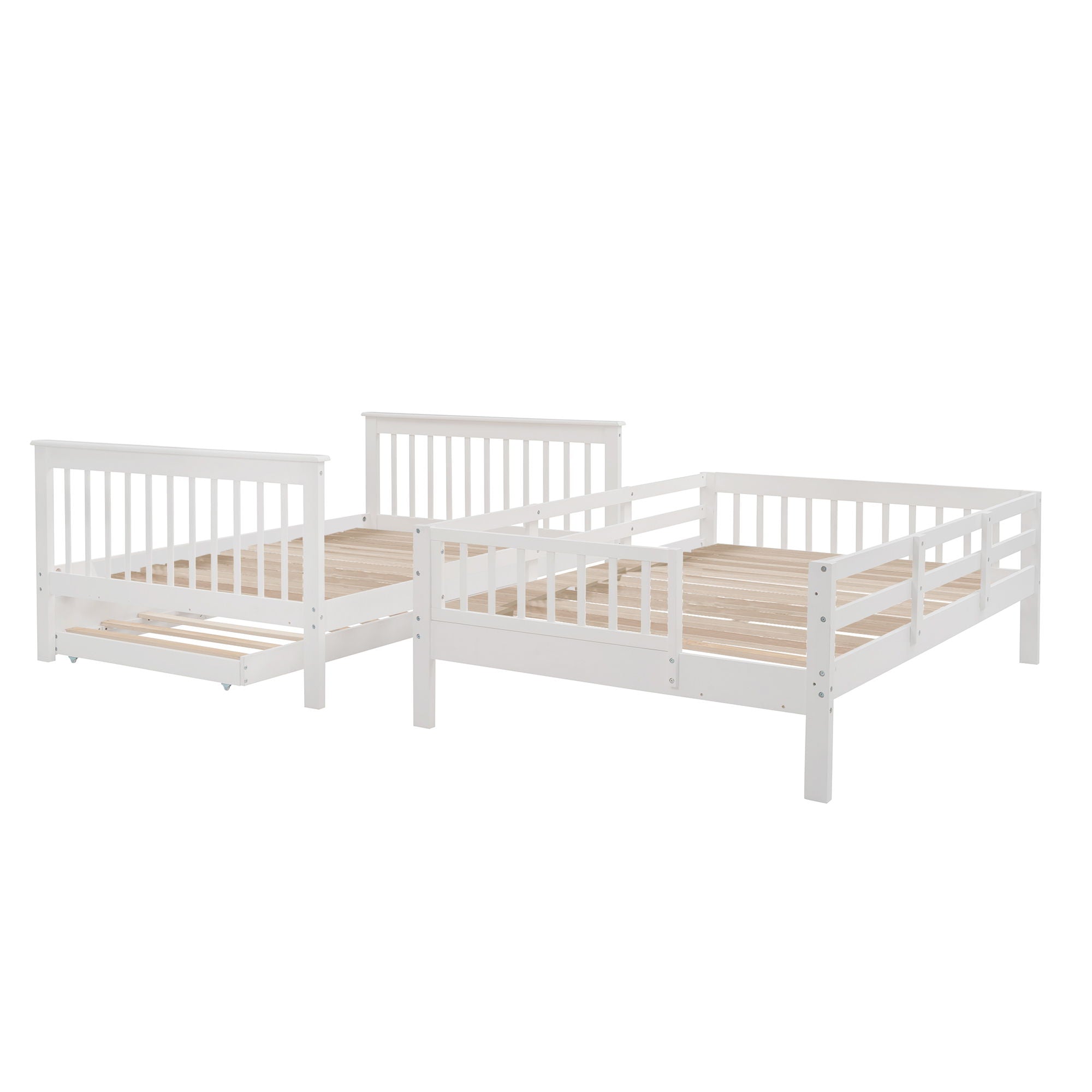 Stairway Bunk Bed With Twin Size Trundle, Storage And Guard Rail For Bedroom, Dorm