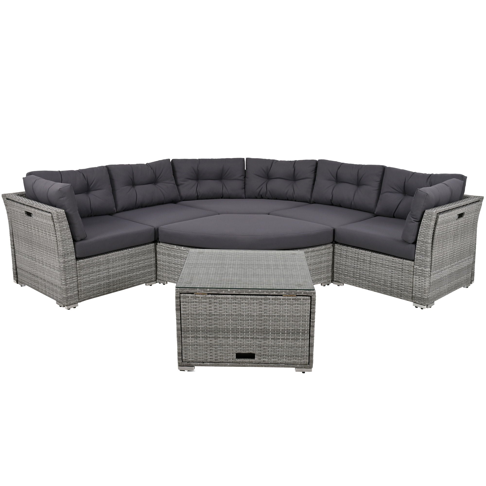 Patio Furniture Set Outdoor Furniture Daybed Rattan Sectional Furniture Set Patio Seating Group With Cushions And Center Table For Patio, Lawn, Backyard, Pool - Gray