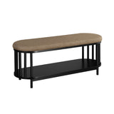 Scandi - Upholstered Top Storage Bench With Lower Shelf - Black by Walker Edison | Bel Furniture