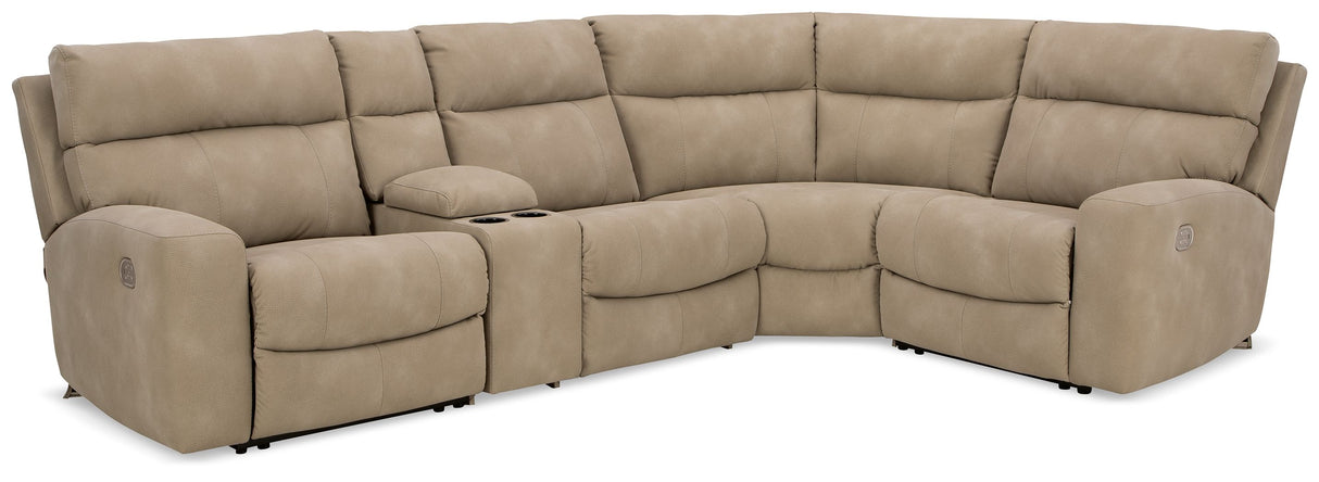 Next-Gen Durapella - Reclining Sectional Beige 5 Pc. Power Reclining Sectional With Storage Console by Signature Design by Ashley® | Bel Furniture