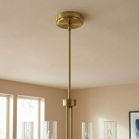 Enigma - 4 Lights Chandelier With Clear Ribbed Satin - Antique Brass / Clear / Gold - view 4