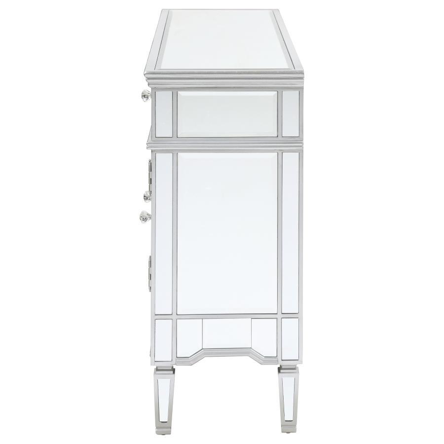 Duchess - 5-Drawer Mirrored Storage Accent Cabinet - Silver