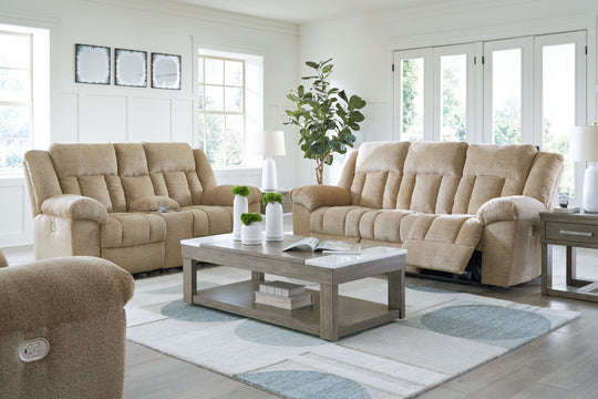 Tip-off - Reclining Living Room Set Beige 3 Pc. Power Reclining Sofa, Power Reclining Loveseat, Power Recliner by Signature Design by Ashley® | Bel Furniture