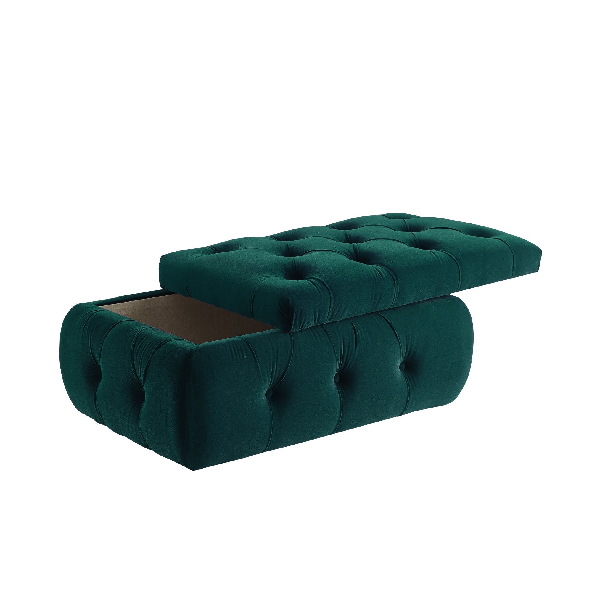 Velvet Tufted Storage Ottoman - Green