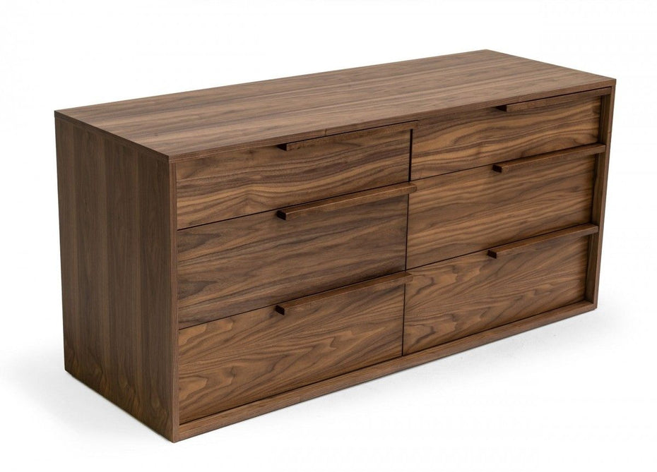 Six Drawer Double Dresser - Walnut / Brown