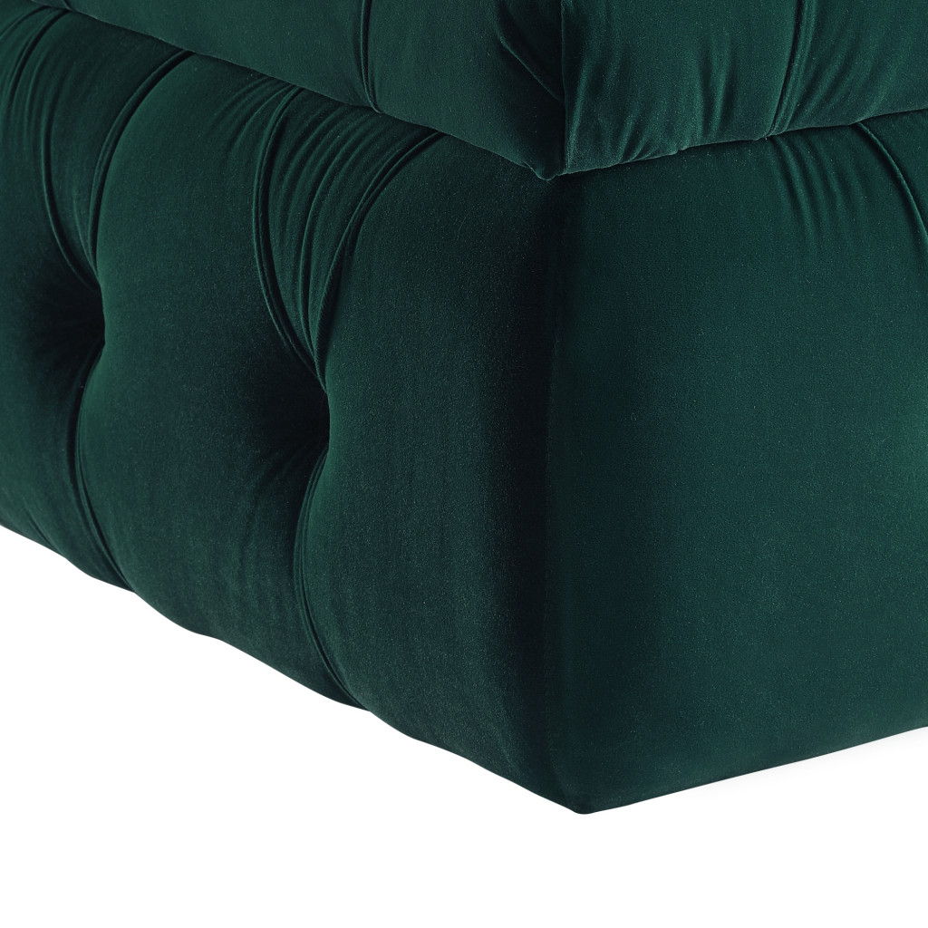 Velvet Tufted Storage Ottoman - Green